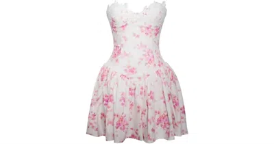 Miss Circle Floral Derby Dress In Pink Multicolor In White