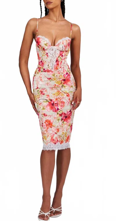 Miss Circle Florance Satin Corset Dress In Pink Multi