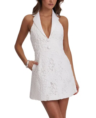 Miss Circle Ignacia Cotton Lace Halter A-line Mini Dress In White