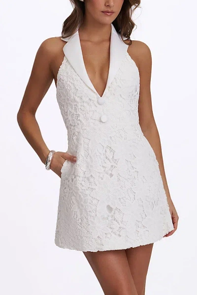Miss Circle Ignacia Halter Mini A-line Dress In White, Women's At Urban Outfitters
