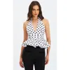 Miss Circle Ileneilene Halter Peplum Polka Dot Blouse Top In White