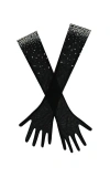 Miss Circle Izzy Crystal Opera-length Gloves In Black