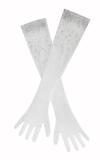 Miss Circle Izzy Crystal Opera-length Gloves In White