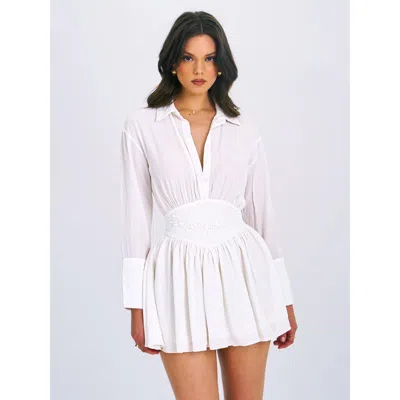 MISS CIRCLE MISS CIRCLE JAMILA SHIRT MINI DRESS WITH EMBROIDERED WAIST DETAIL