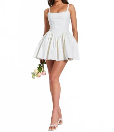 Miss Circle Kadi Cotton Drop Waist Corset Mini Dress In White