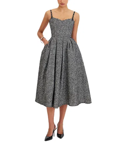 Miss Circle Katalina Tweed Backless Midi Dress In Gray