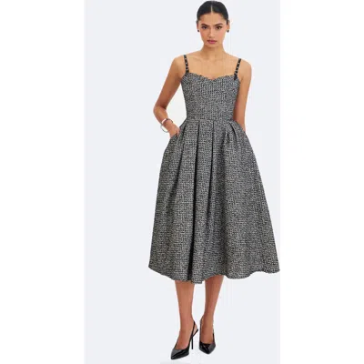Miss Circle Katalina Tweed Backless Midi Dress In Gray