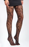 Miss Circle Lace Floral Print Tights In Black