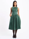 Miss Circle Women Laila Green Suede Boat Neck Backless Midi Dress In Green