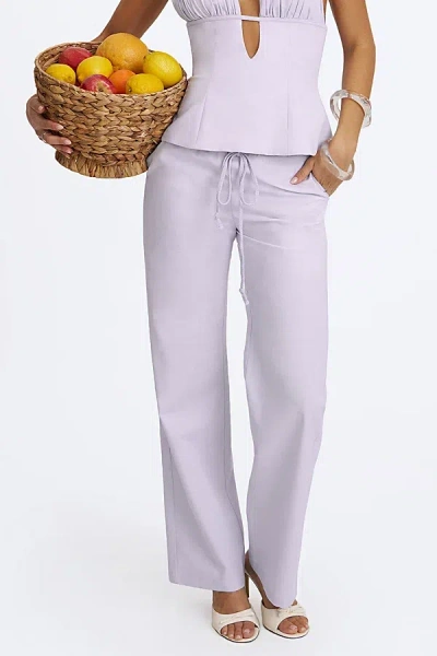 Miss Circle Laureen Linen Straight Pants In Purple, Women's At Urban Outfitters