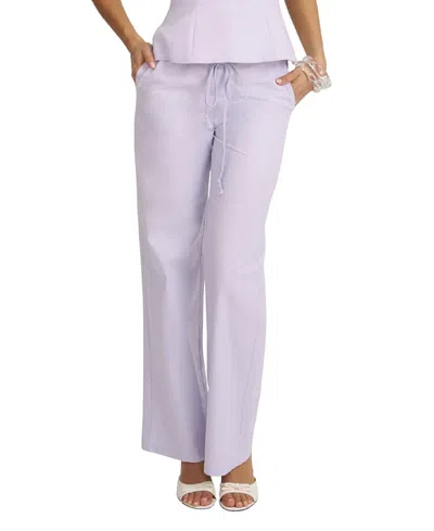 Miss Circle Laureen Linen Straight Pants In Purple