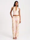 Miss Circle Laureen Pink Floral Print Linen Straight Pants In Multi