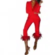 Miss Circle Lusty Feather Suit In Red In Red