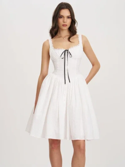 Miss Circle Madison Cotton Eyelet Square Neck Midi Dress In White
