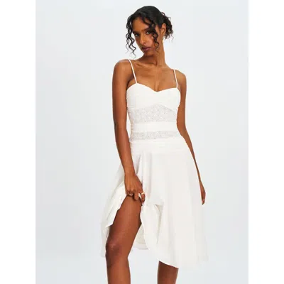 Miss Circle Maelis Eyelet Drop Waist Cotton Midi Dress In White