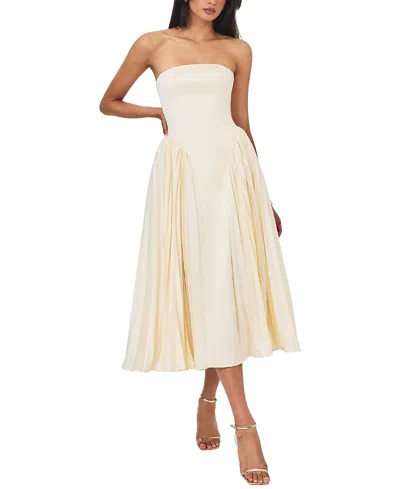 Miss Circle Marnie Pleated Satin Midi Dress In Neutral