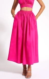 Miss Circle Martha Cotton Poplin Maxi Skirt With Lace Trim In Pink