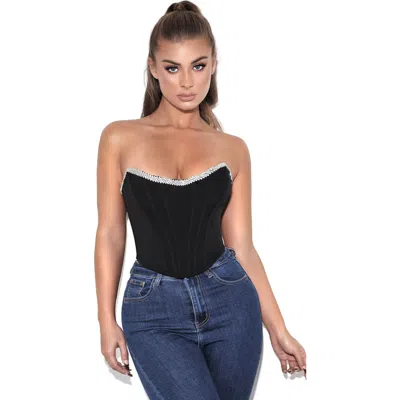 Miss Circle Melanie Corset Top With Crystal Trim In Multi