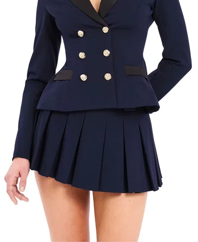 Miss Circle Nasya Pleated Mini Skort In Blue