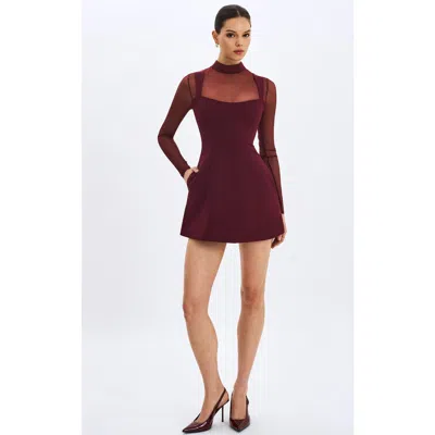 Miss Circle Natasha Faux Two-piece Turtleneck Mini Dress In Burgundy