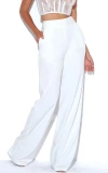 Miss Circle Neverough Wide Leg Stretch Crepe Trousers In White