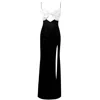 Miss Circle New York Women's Black / White Eleanor Black & White Bow Satin Gown In Black/white