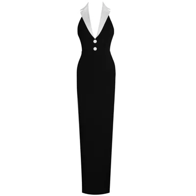 Miss Circle New York Women's Black / White Raelyn Black & White Business Casual Maxi Dress