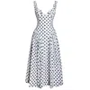 Miss Circle New York Women's Black / White Rahma Polka Dot Drop Waist Midi Cotton Poplin Dress