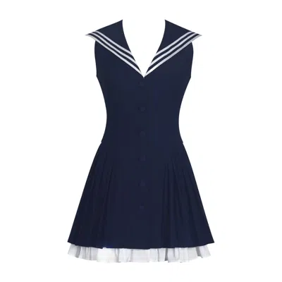 Miss Circle New York Women's Blue Calliope Navy Sailor Pleated Mini Dress