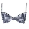 Miss Circle New York Women's Blue Geneva Gingham Lace Decoration Bikini Top In Blue