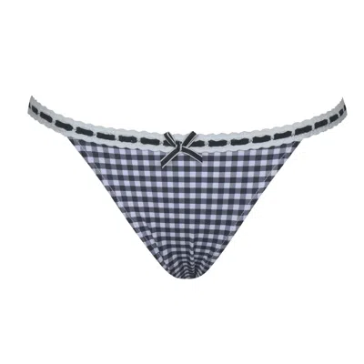 Miss Circle New York Women's Blue Genevia Gingham Lace Decoration Bikini Bottom