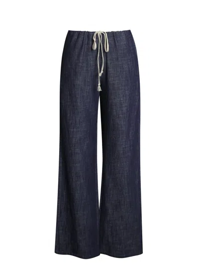 Miss Circle New York Women's Blue Raffaella Cotton Denim Straight Leg Pants
