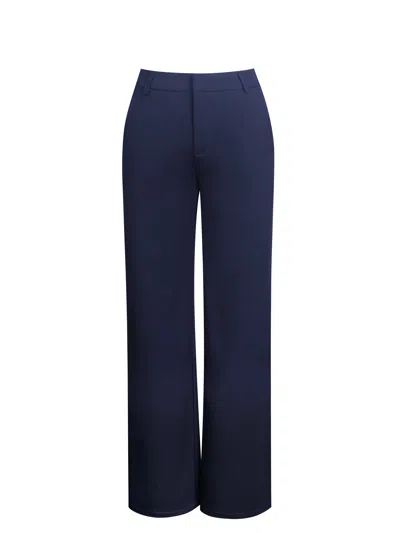 Miss Circle New York Women's Blue Yanin Navy Low-rise Straight Leg Pants