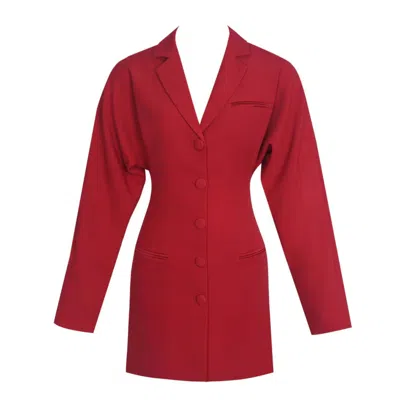 Miss Circle New York Women's Blythe Cherry Red Batwing Blazer Mini Dress