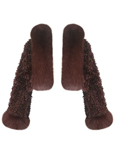 Miss Circle New York Women's Brown Kali Mahogany Cropped Vegan Shearling Fur Jacket