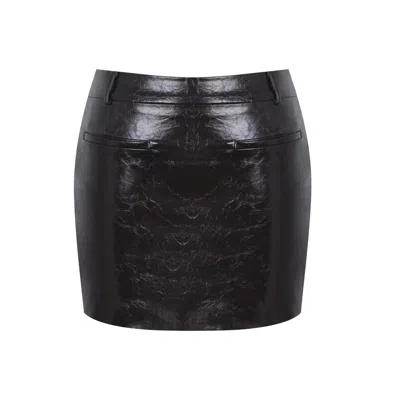 Miss Circle New York Women's Brown Vivian Mocha Faux Leather Low-rise Mini Skirt