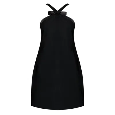 Miss Circle New York Women's Caitlin Black Satin Trim Mini Dress With Bow