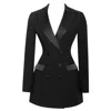 Miss Circle New York Women's Calista Black Stretch Crepe Blazer Dress In Black