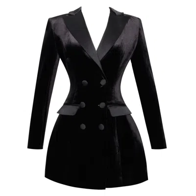 Miss Circle New York Women's Calista Black Velvet Blazer Mini Dress