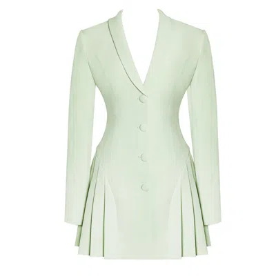 Miss Circle New York Women's Delia Pistachio Green Blazer Dress With Pleated Detail
