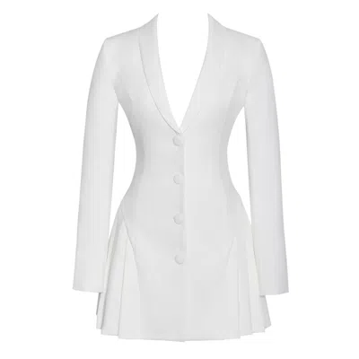 Miss Circle New York Women's Delia White Blazer Dress With Pleated Detail