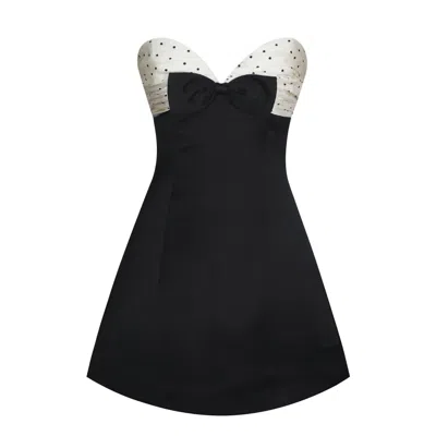 Miss Circle New York Women's Florrie Black & White Polka Dot Sweetheart Mini Dress In Multi