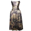 Miss Circle New York Women's Gold / Black Saanvi Gold Tie Dye Bronzing Strapless Drop Waist Midi Dress In Gold/black