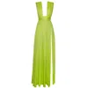 Miss Circle New York Women's Green Valley Of Angels Lime Chiffon Pleated High Slit Maxi Dress In Green