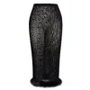 Miss Circle New York Women's Halia Black Animal Print Burnout Velvet Fur Trim Skirt In Black
