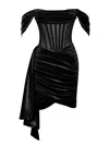 Miss Circle New York Women's Irisa Black Draping Off Shoulder Corset Dress