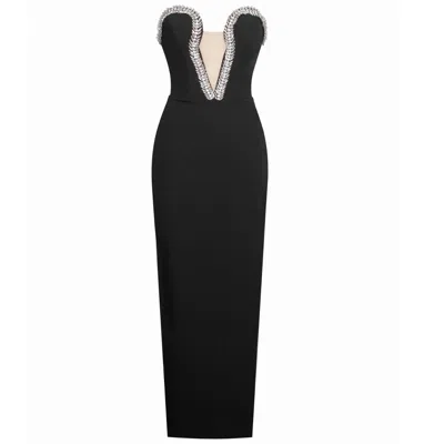 Miss Circle New York Women's Ivanna Black Crystal Embellished Maxi Dress
