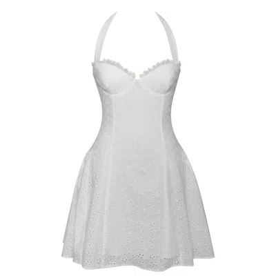 Miss Circle New York Women's Johana White Eyelet Halter Mini Dress