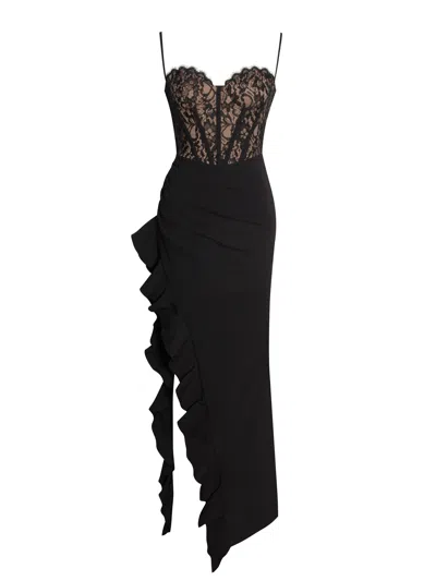 Miss Circle New York Women's Junia Black Lace Corset Maxi Dress