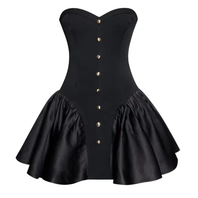 Miss Circle New York Women's Kaden Black Drop Waist Mini Puffy Dress